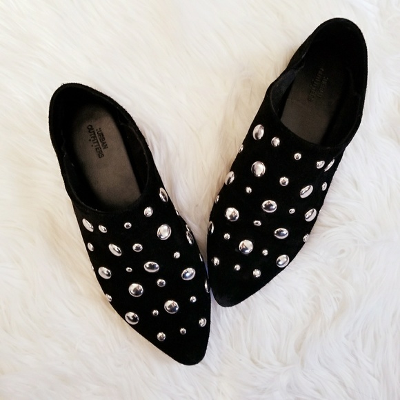 Urban Outfitters Shoes - Urban Outfitters Black Studded Suede Babouche Mule